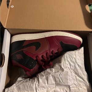 Jordan Burgundy and Black Sneakers